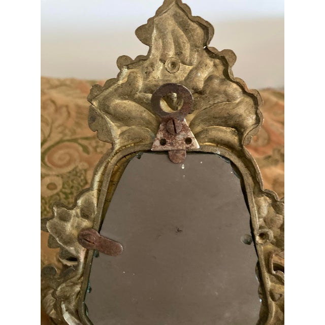 Ornate Vintage Brass Mirrored Wall Sconce - Hollywood Regency Style For Sale - Image 4 of 15