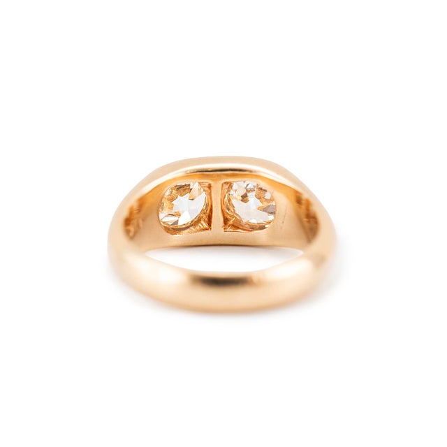 Late 20th Century Late 20th Century Unisex Vintage 14k Yellow Gold Gia 3.75ct Two Bezel Set Diamond Cocktail Ring, Size 9 For Sale - Image 5 of 9