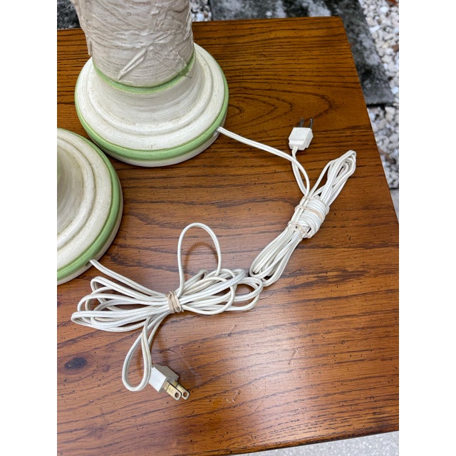 Ornamental & Decorative Materials Vintage Faux Bamboo Plaster Lamps in Ivory & Celadon for Sarasota Lamp Co – Pair For Sale - Image 7 of 12