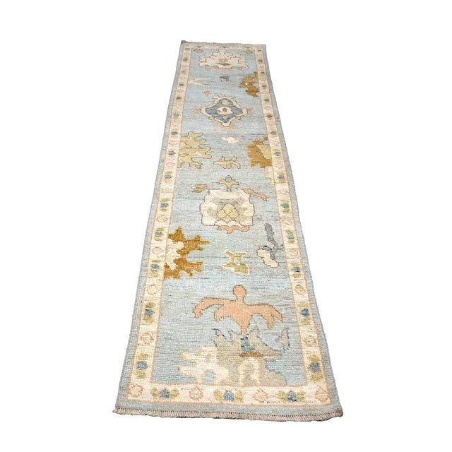 Traditional 21st Century Turkish Oushak 2X10 Gold, Gray & Ivory, Handmade Runner Rug #1144115 For Sale - Image 3 of 12