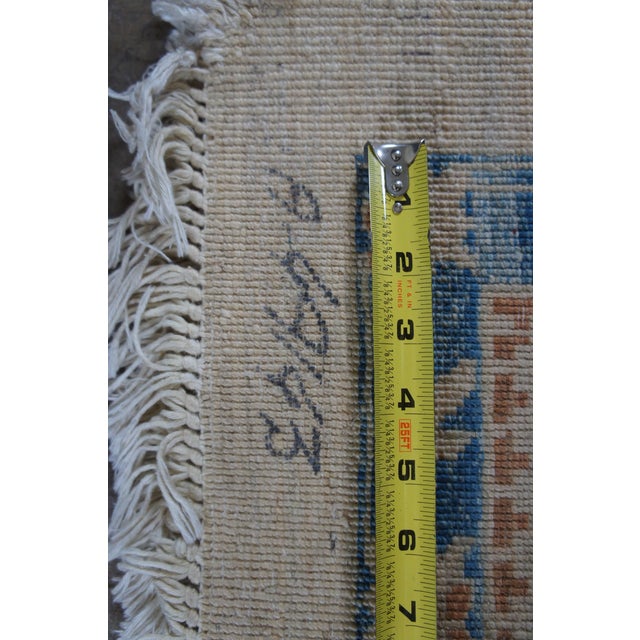 Vintage Oriental Hand Knotted Blue & Beige Geometric Area Rug Carpet 9' X 11' For Sale - Image 10 of 11