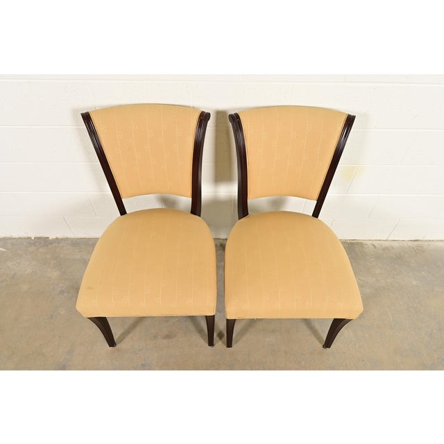 1990s Barbara Barry for Baker Furniture Modern Regency Mahogany Side Chairs or Dining Chairs, Pair For Sale - Image 5 of 14