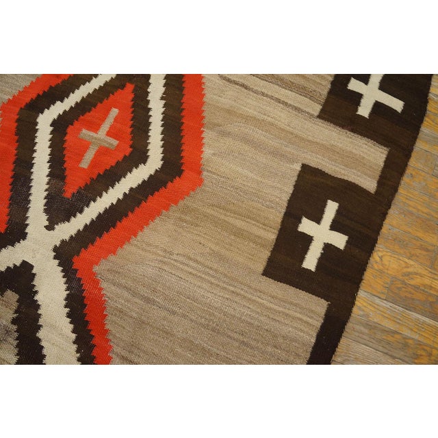 1920s Gray Lozenge Crossing Antique American Navajo Rug 4'9" X 7'3" Flatweave Wool Carpet For Sale In New York - Image 6 of 16