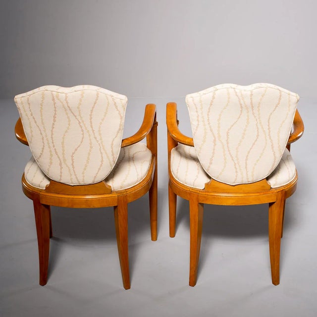 1940s French Beech Bridge Chairs With New Upholstery - a Pair For Sale - Image 5 of 11