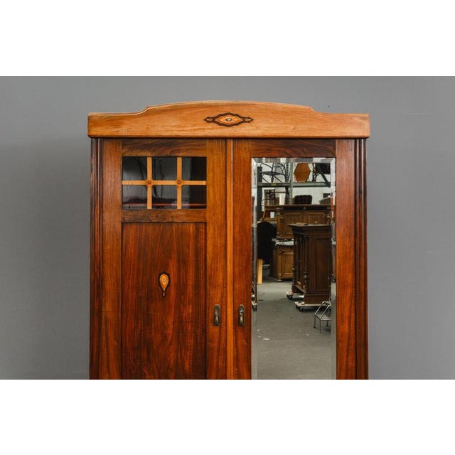 Art Nouveau Wardrobe in Brass and Pine For Sale - Image 9 of 18