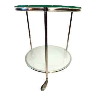 Minimalist Rolling Round Two Tiered Bar Cart by Ehlen Johansson, Circa 1970 For Sale
