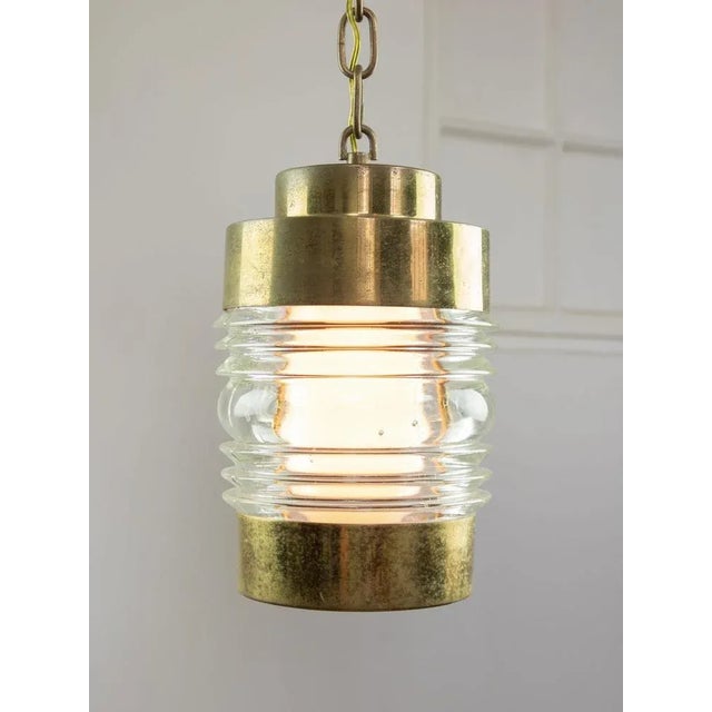 Metal Vintage Italian Brass and Glass Lantern Pendant Lamp, 1960s For Sale - Image 7 of 18