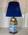 Chinoiserie Vintage Chinoiserie Reverse Painted Hexagonal Tang Horse Table Lamp With Bespoke Navy Blue Shade For Sale - Image 3 of 12