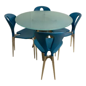 Post Modern Dining Table Set Attributed to Driade, Set of 4 Chairs by Ycami