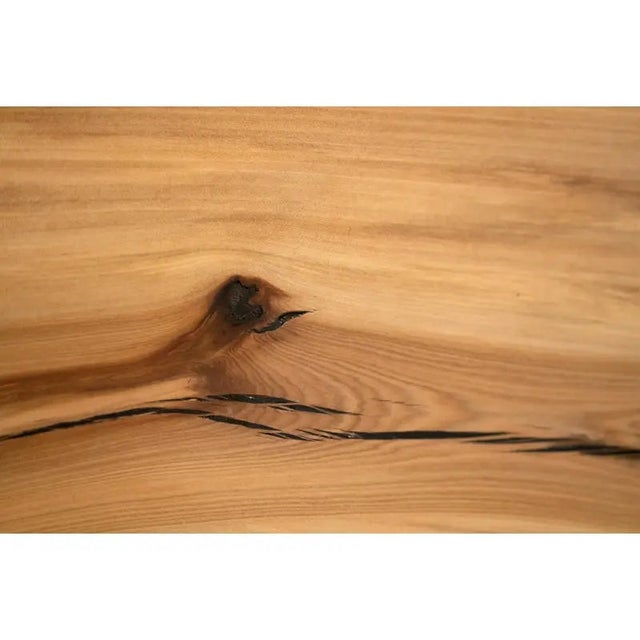 Contemporary Small Contemporary Satin Walnut Wood Side Table With Bronze Details For Sale - Image 3 of 13