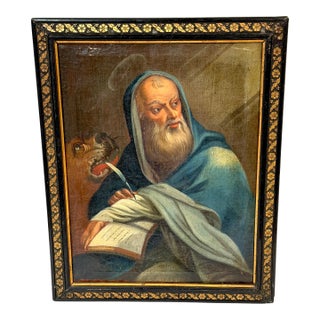 Italian Old Master Painting of Saint Mark the Evangelist with Lion, 1680–1750 For Sale