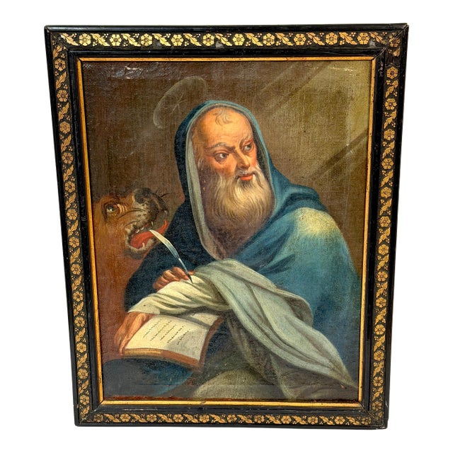 Italian Old Master Painting of Saint Mark the Evangelist with Lion, 1680–1750 For Sale