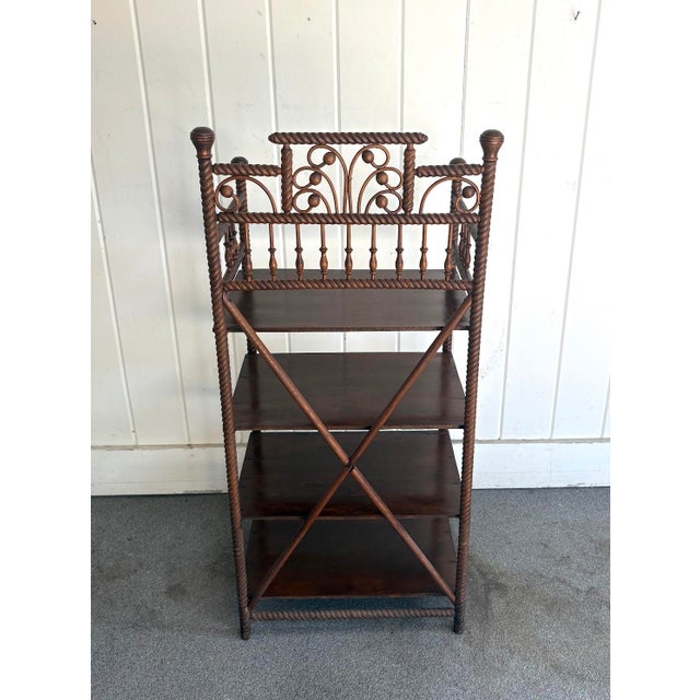 Early 20th Century Antique Arts & Crafts Twisted Wood Etagere For Sale - Image 5 of 6