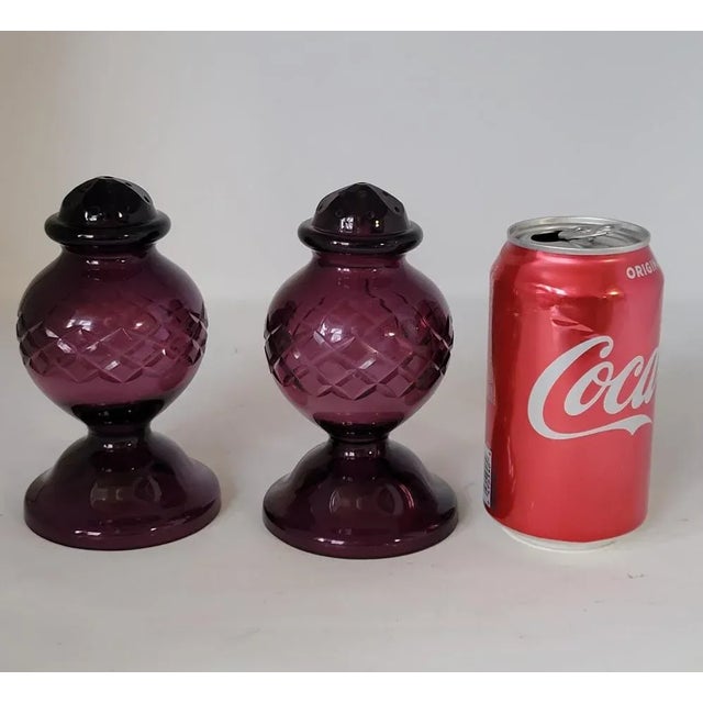 Glass Antique Bohemian Amethyst Cut Glass Hatpin Holders — A Pair, c.1900 For Sale - Image 7 of 7