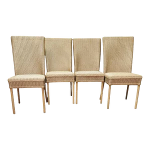Mid-Century Modern English Lloyd Loom Wicker Dining Chairs - Set of 4