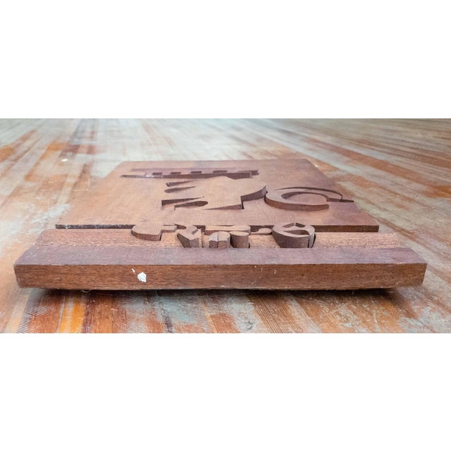 Brown 1981 Bas Relief Wood Wall Sculpture "Crab Nebula" by Hugh Townley For Sale - Image 8 of 17