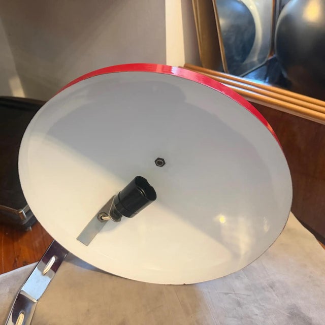 A 1960s Mid-Century Modern Red Metal and Steel Italian Desk Lamp For Sale - Image 10 of 14