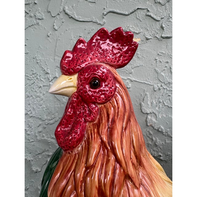 Ceramic Vintage Fitz & Floyd Coq Du Village Hand Crafted Ceramic Rooster Figurine, 14” French Country Farmhouse Decor For Sale - Image 7 of 10