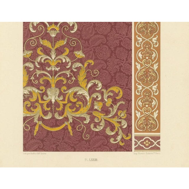 After Racinet, Renaissance Scrollwork Ornamental Design, Plate LXXIII, 1869, Print For Sale - Image 4 of 10