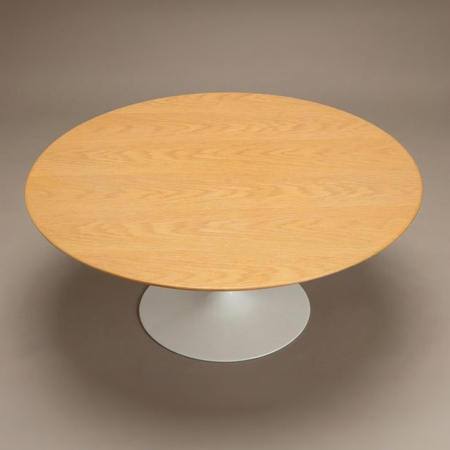 Knoll Knoll Saarinen Round Tulip Pedestal Coffee Table in Light Oak For Sale - Image 4 of 5