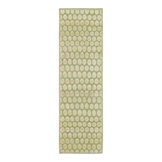 Contemporary Block Print Floral Natural Silk Runner by Rug & Kilim, India For Sale