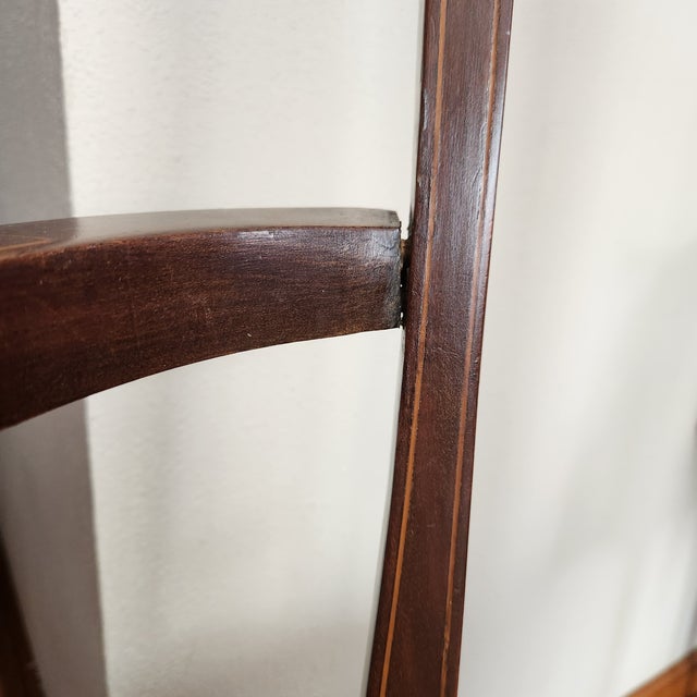 Antique Parisian Armchair, Side / Parlor, Gilt Floral Inlaid Medallion & Gilt Lined Frame French Victorian Original Satin STripe Uphostery - Few Flaws For Sale - Image 11 of 16