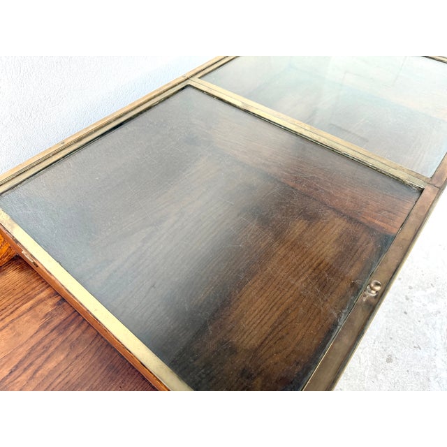 Brown Display Cabinet on Legs in Oak and Brass-Plated Metal, 1950 For Sale - Image 8 of 18