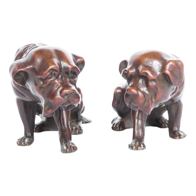 Vintage Bronze Dogs, 1920s, Set of 2 For Sale