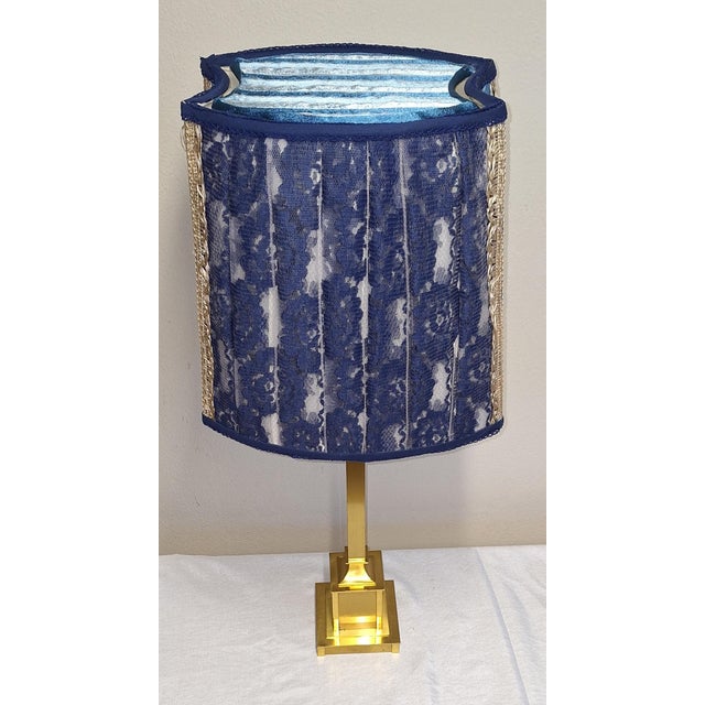 Large Vintage Table Lamp with Brass Base and Shade from Lamplove, 1970s For Sale - Image 4 of 9