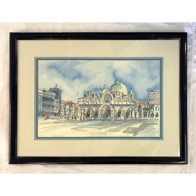 Beautifully done original signed watercolor painting of "The Piazza at San Marco Square." It's impeccably painted with...