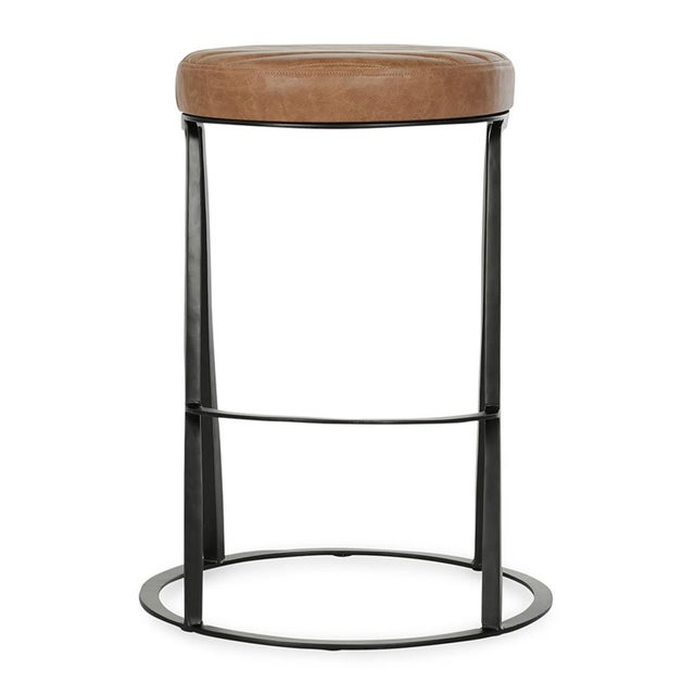 Tufted Nubuck Leather Counter Stool For Sale In Los Angeles - Image 6 of 7