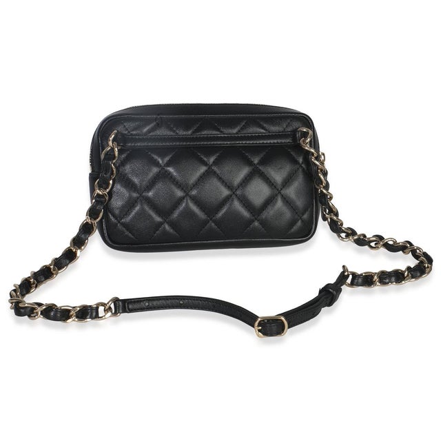 Chanel Black Quilted Lambskin Front Pocket Belt Bag For Sale - Image 4 of 8