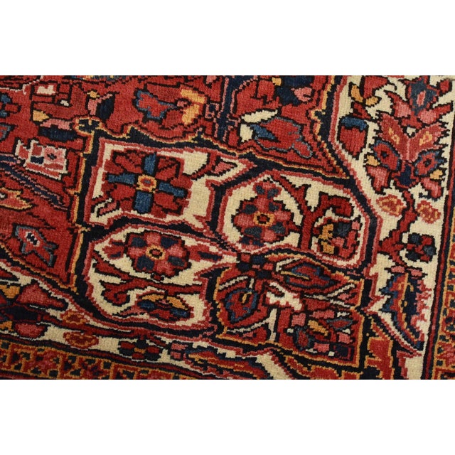 Heriz Rug 8’5” X 10’9” Red Wool Vintage Traditional Hand-Knotted Oriental Carpet For Sale - Image 4 of 15