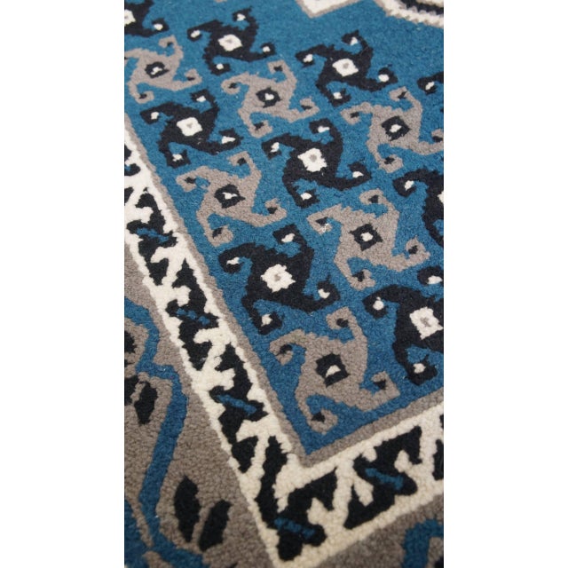 Rug with Mainly Blue and White Tones and Sleek Patterns For Sale - Image 4 of 9