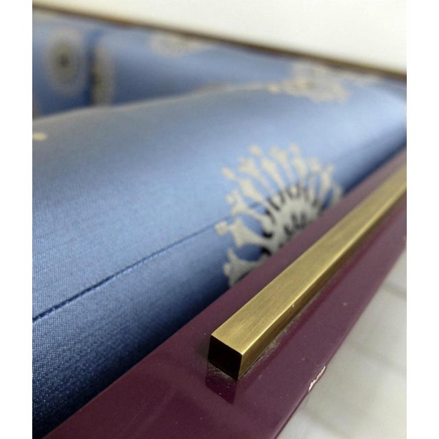 Lacquered Wood and Fabric Three-Seater Sofa by Bruno De Caumont, 1990s For Sale - Image 3 of 5