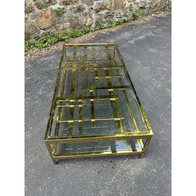 Rare Modernist Gold Metal Multi Strap & Bar Coffee Table by Romeo Rega For Sale - Image 10 of 13
