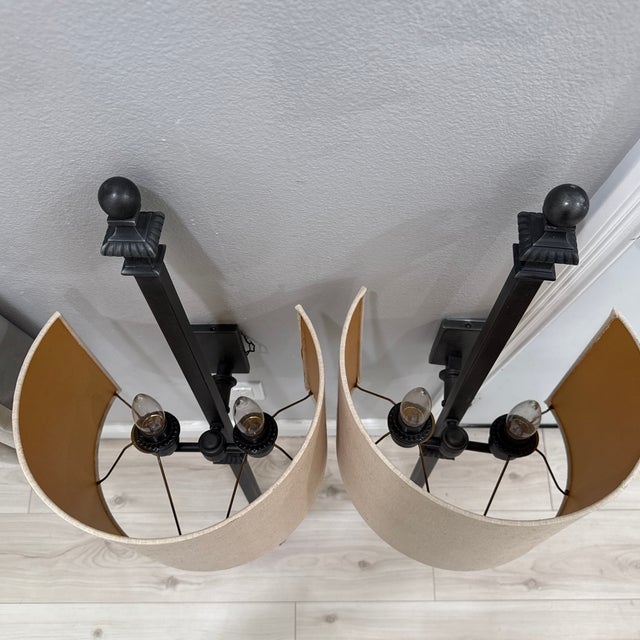 Metal Rh (Restoration Hardware) Wall Sconces - a Pair For Sale - Image 7 of 7