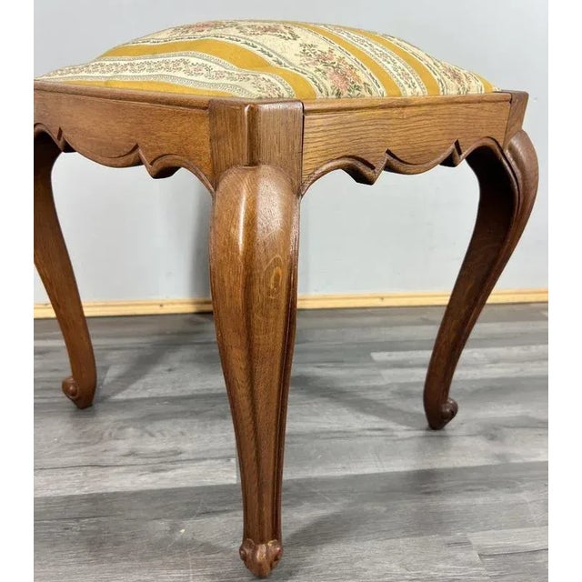 Vintage French Louis Style Oak Ottoman For Sale - Image 3 of 10