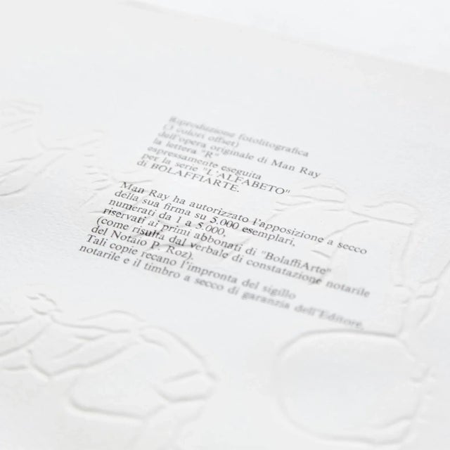 Limited Edition Red & Black Photolithography R by Man Ray, 1975 For Sale - Image 3 of 9