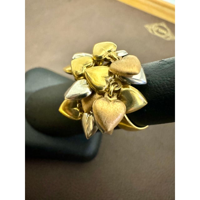 Multiple Heart Charm Floating 18 Kt Yellow, Rose & White Gold Heart Ring size 6 For Sale - Image 17 of 18