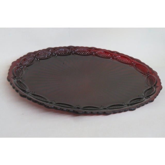 Avon 1876 Cape Cod Collection Ruby Red Oval Serving Plate For Sale - Image 4 of 12