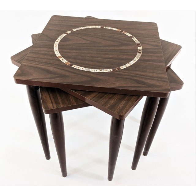 Vintage Mid Century Tile Mosaic Stacking Side Tables - Set of 3 For Sale - Image 13 of 13