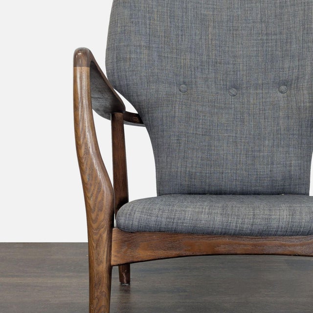 Wood Mid-Century Modern Lounge Chair With Wooden Frame and Grey Upholstery For Sale - Image 7 of 9