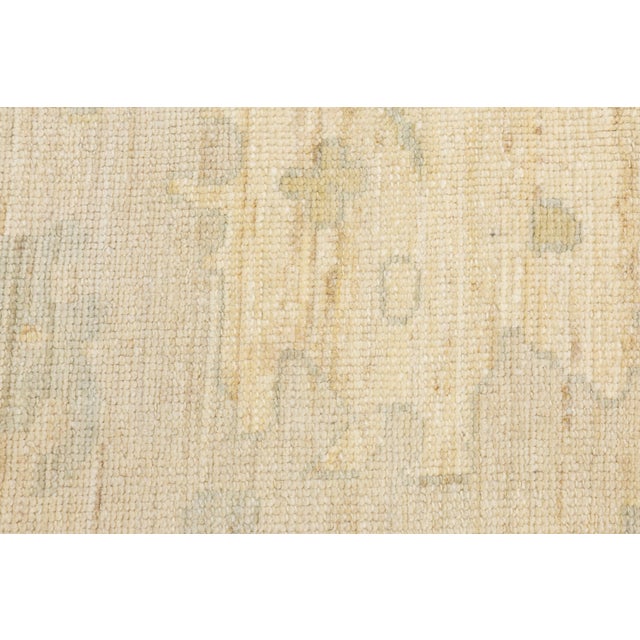 Beige Contemporary Neutral Oushak Style Hand-Knotted Wool Rug in Beige, Sage & Gold For Sale - Image 8 of 12