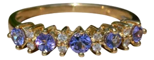 The Adelfa: Ladies 14K Gold Band set with Tanzanite and Diamonds
