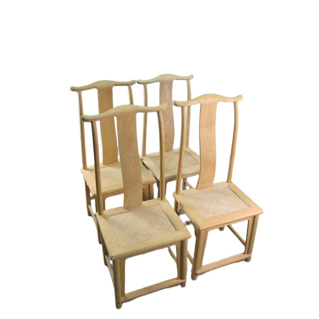 Chinese Natural Wood Color Vintage Dining Chairs, Set of 4 For Sale - Image 3 of 12