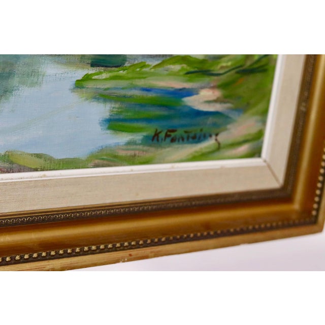Katarina Fontaine, Lush Landscape, 1960s, Oil on Canvas, Framed For Sale - Image 7 of 11