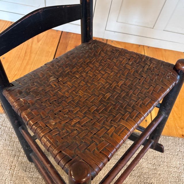 Mid 19th Century New England Style Wooden Rocking Chair With Rush Seat. For Sale - Image 4 of 12