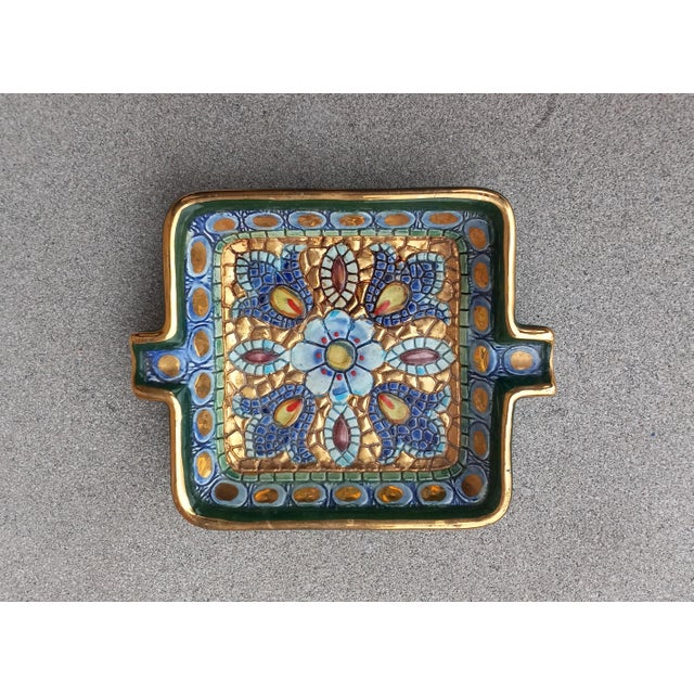 Mid-Century Modern 1950s Pure Gold Handpainted Ravenna, Italy Ashtray in Mosaic Form For Sale - Image 3 of 12