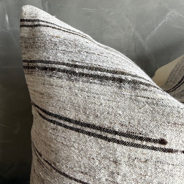 Mid-Century Modern Vintage Rug Pillow Cover With Stripes For Sale - Image 3 of 8